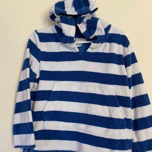 Pottery Barn kids Size 2T - 3T Towel Hoodie Terry Cloth Swim Cover Up blue white